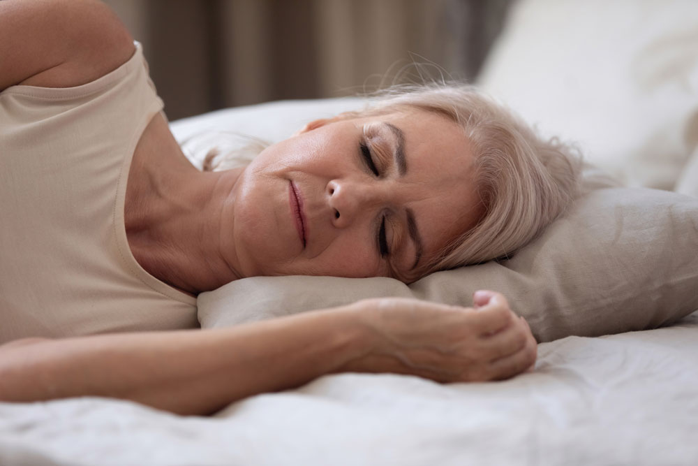 Elderly woman getting quality night sleep